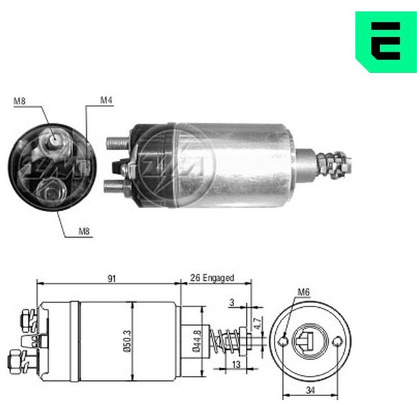 Magnetswitch, startmotor 12V