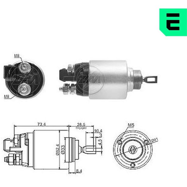 Magnetswitch, startmotor 12V