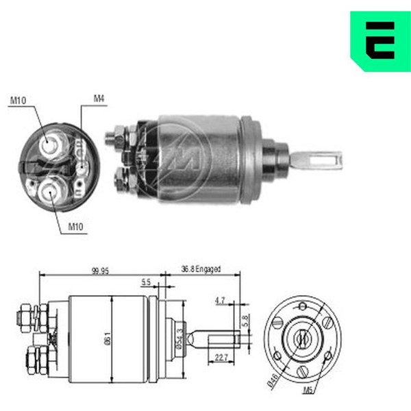 Magnetswitch, startmotor 12V