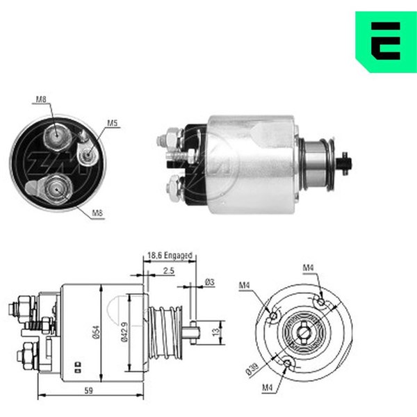 Magnetswitch, startmotor 12V