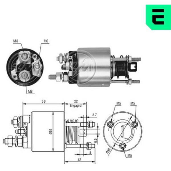 Magnetswitch, startmotor 12V