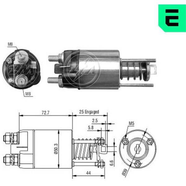 Magnetswitch, startmotor 12V