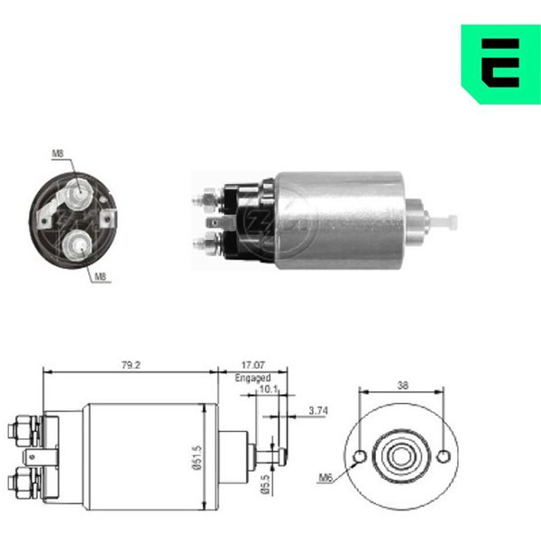Magnetswitch, startmotor 12V