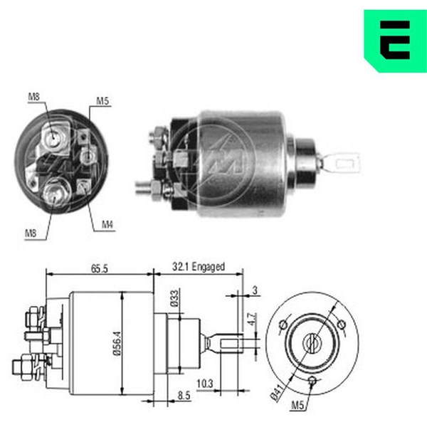 Magnetswitch, startmotor 12V