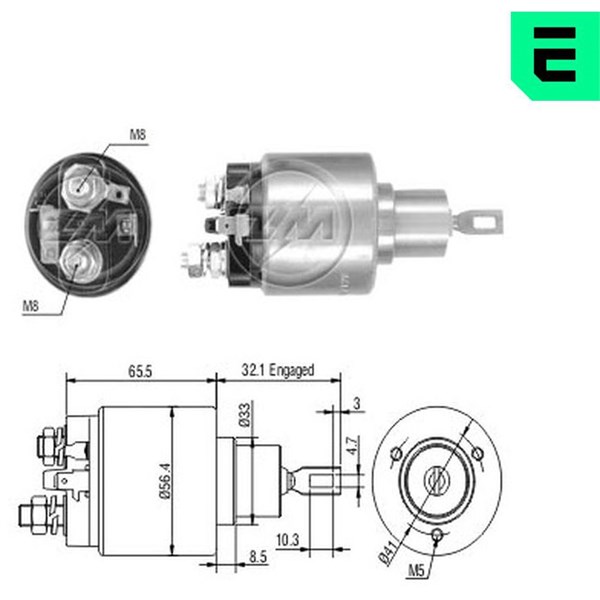 Magnetswitch, startmotor 12V