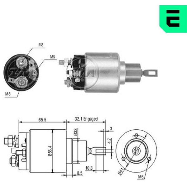 Magnetswitch, startmotor 12V