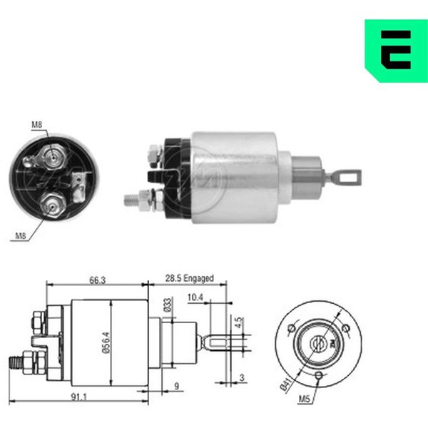 Magnetswitch, startmotor 12V