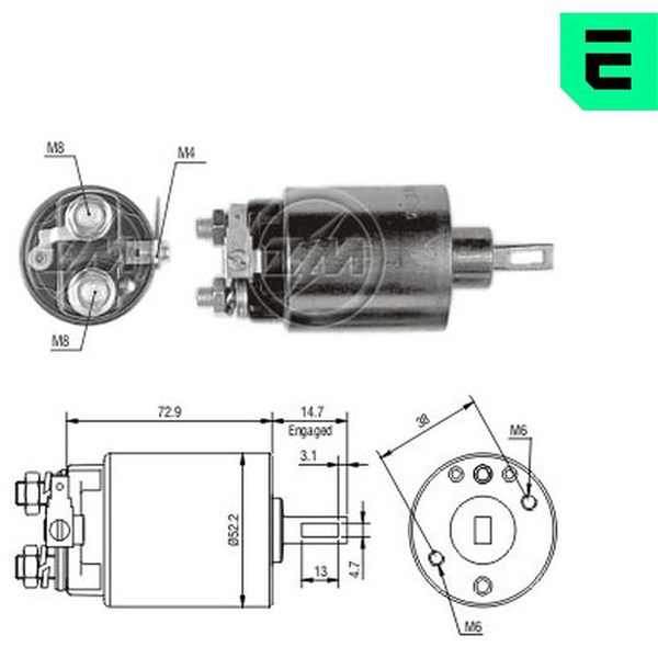 Magnetswitch, startmotor 12V