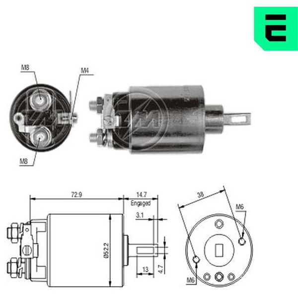 Magnetswitch, startmotor 12V