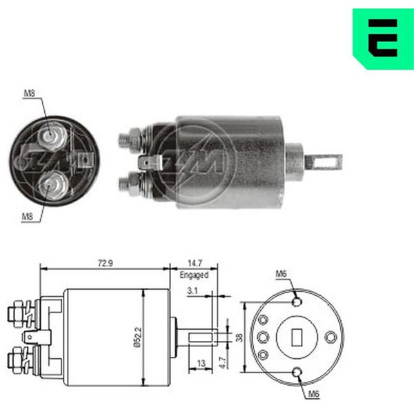 Magnetswitch, startmotor 12V
