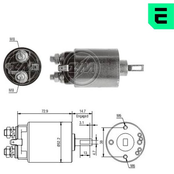 Magnetswitch, startmotor 12V