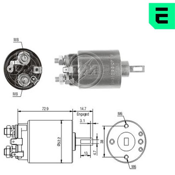 Magnetswitch, startmotor 12V