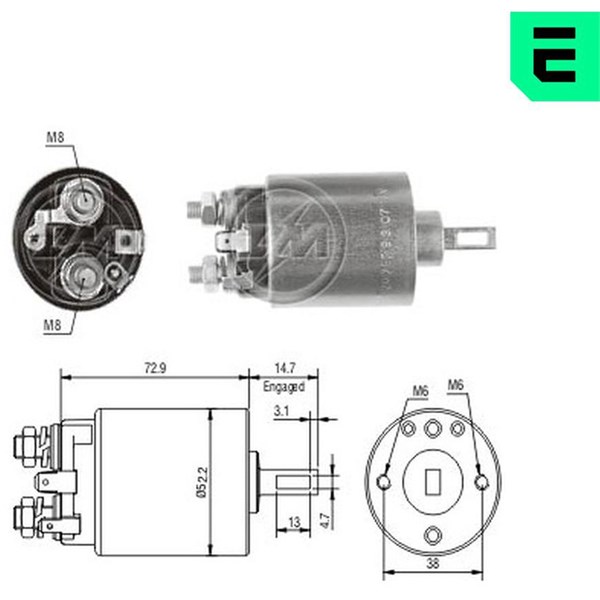 Magnetswitch, startmotor 12V