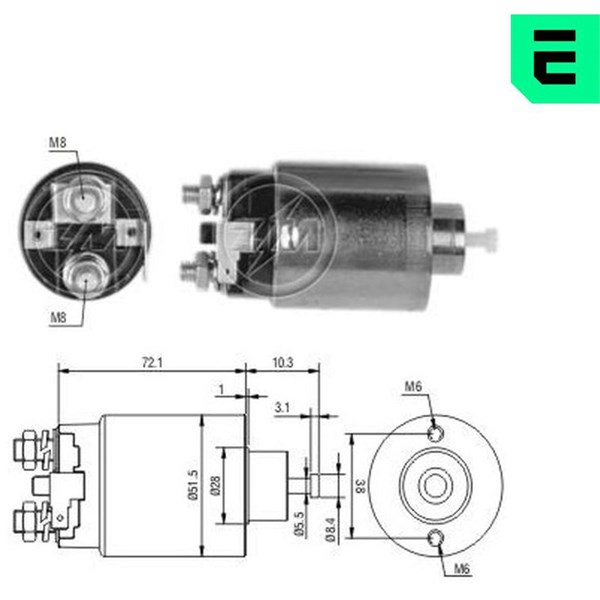 Magnetswitch, startmotor 12V