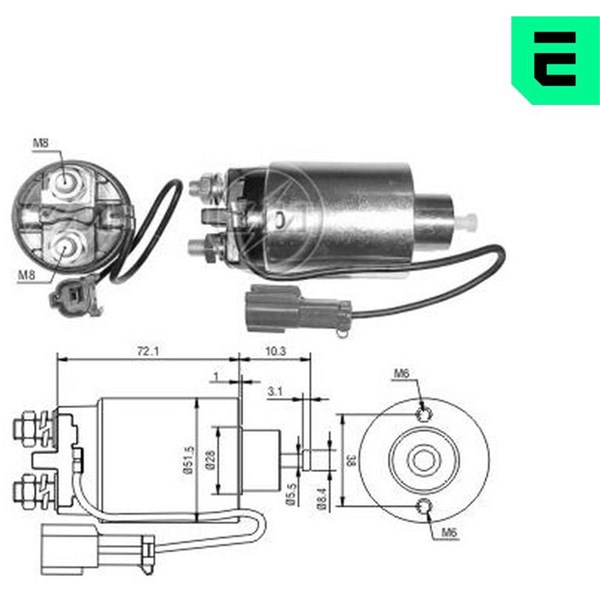 Magnetswitch, startmotor 12V