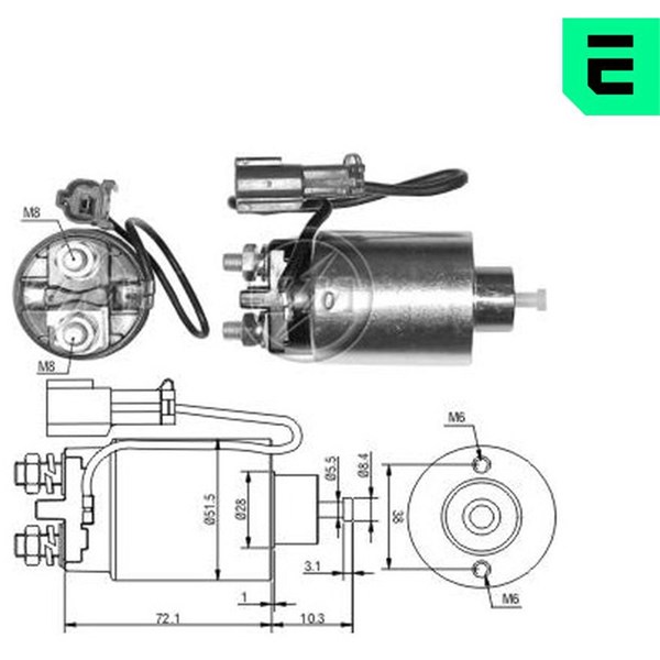 Magnetswitch, startmotor 12V
