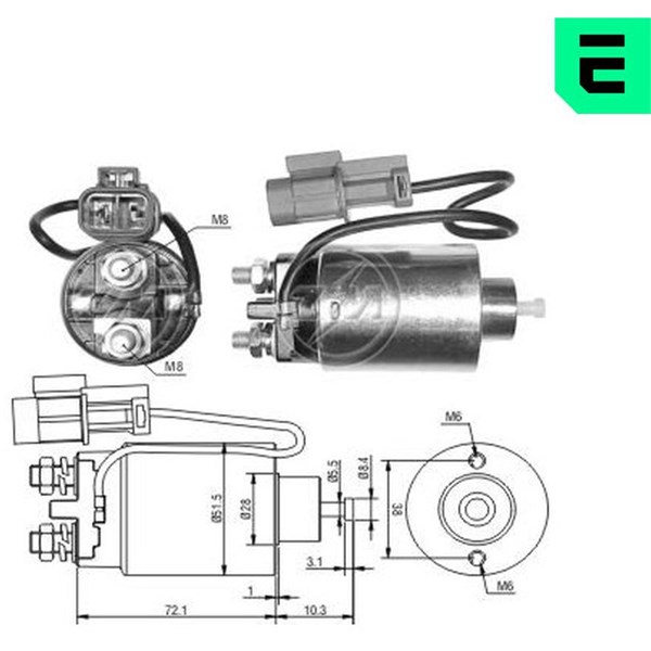 Magnetswitch, startmotor 12V