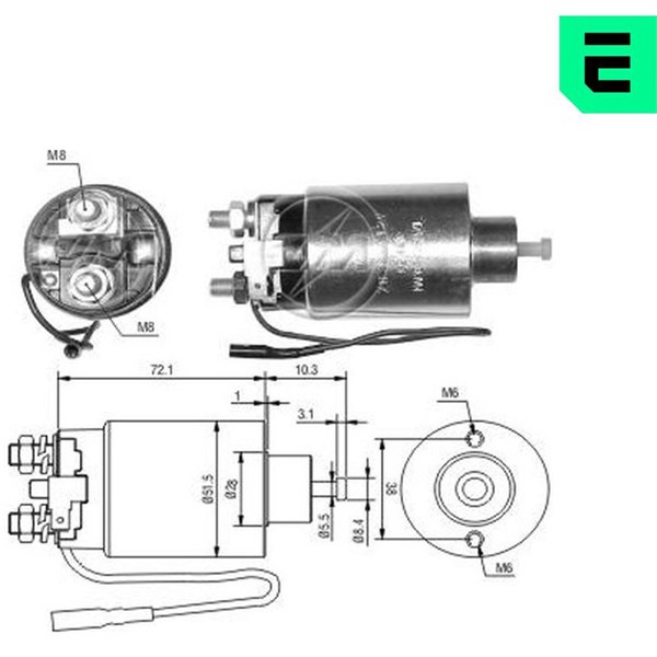 Magnetswitch, startmotor 12V