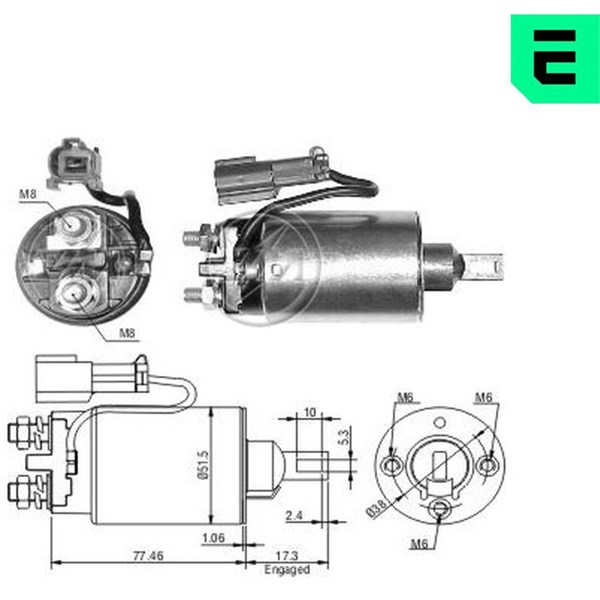 Magnetswitch, startmotor 12V