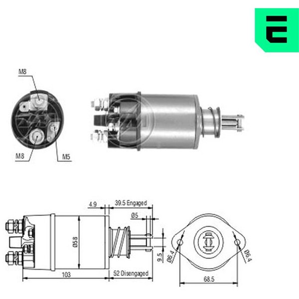 Magnetswitch, startmotor 12V