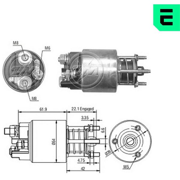 Magnetswitch, startmotor 12V