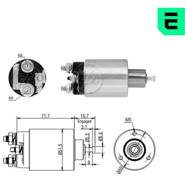 Magnetswitch, startmotor 12V