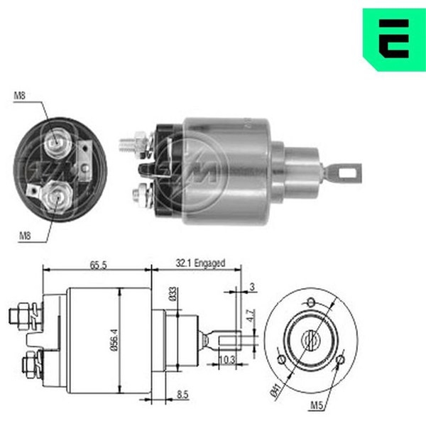 Magnetswitch, startmotor 12V