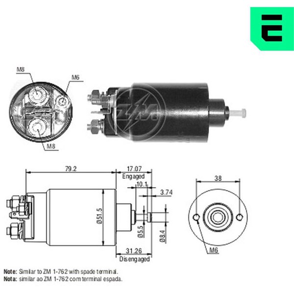 Magnetswitch, startmotor 12V