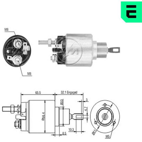 Magnetswitch, startmotor 12V