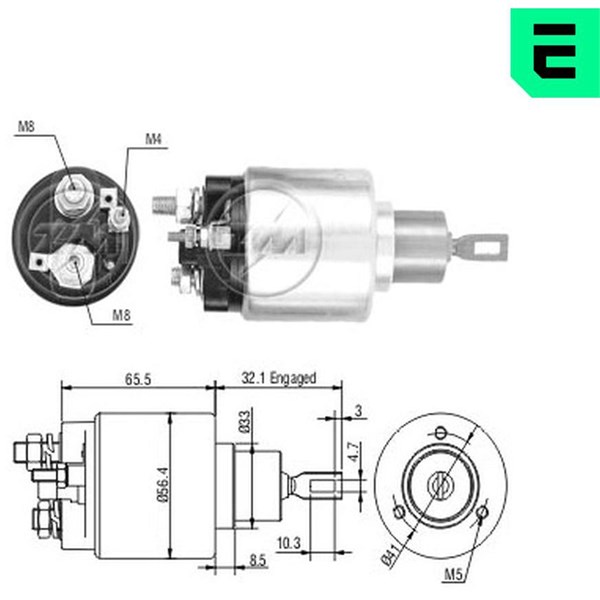 Magnetswitch, startmotor 12V