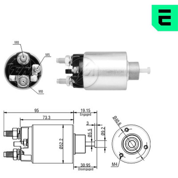 Magnetswitch, startmotor 12V