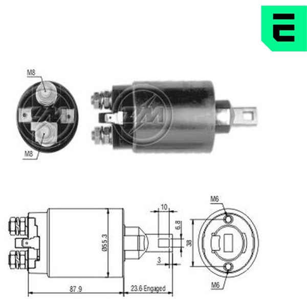 Magnetswitch, startmotor 12V