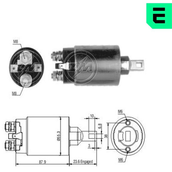 Magnetswitch, startmotor 12V