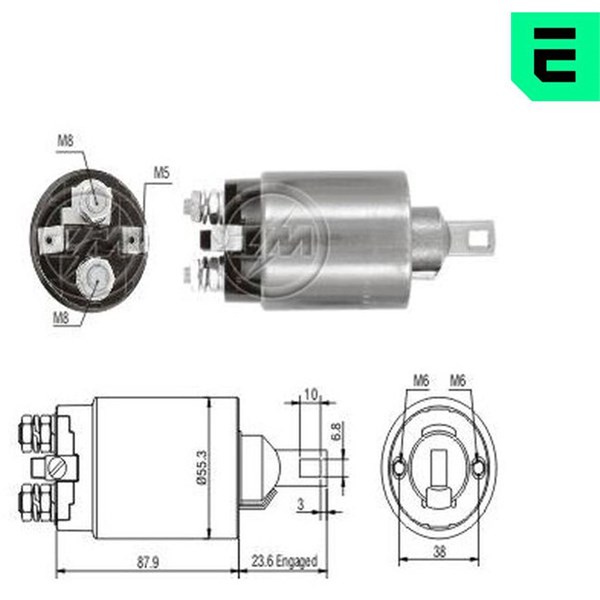 Magnetswitch, startmotor 12V