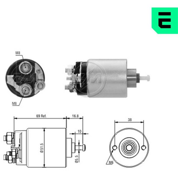 Magnetswitch, startmotor 12V
