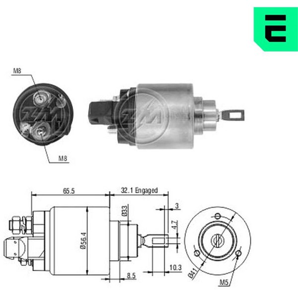 Magnetswitch, startmotor 12V