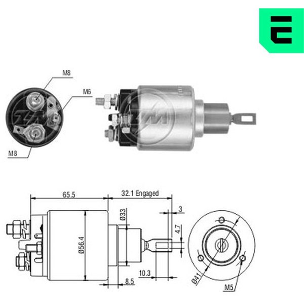 Magnetswitch, startmotor 12V
