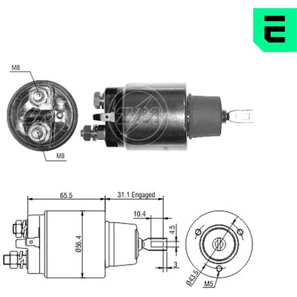 Magnetswitch, startmotor 12V