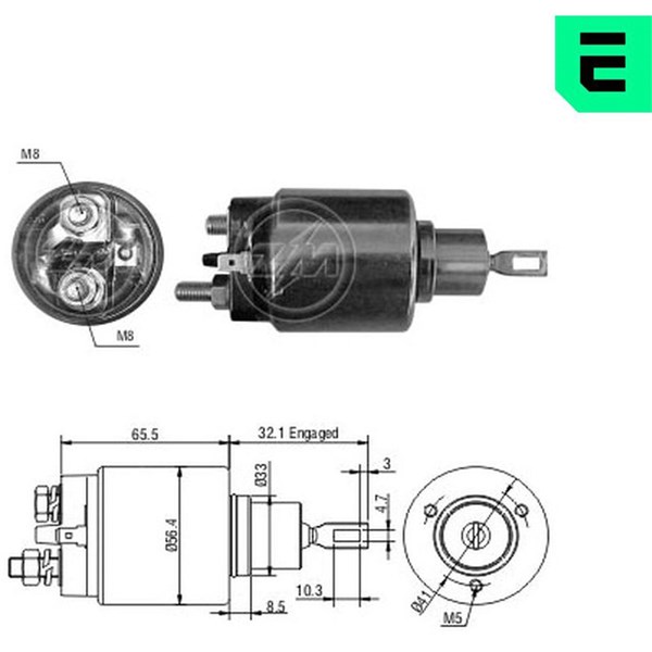 Magnetswitch, startmotor 12V