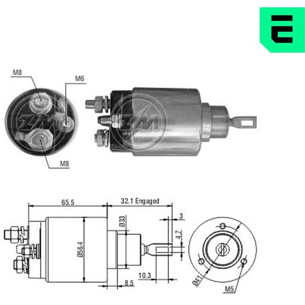 Magnetswitch, startmotor 12V