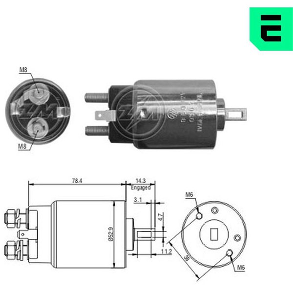 Magnetswitch, startmotor 12V
