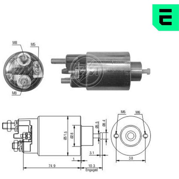 Magnetswitch, startmotor 12V