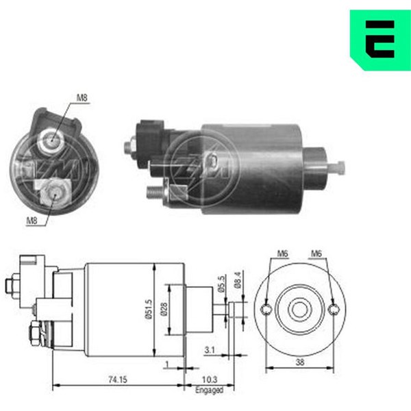 Magnetswitch, startmotor 12V