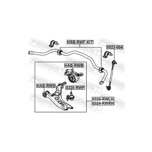 Bussning, krängningshämmare, Framaxel Febest HSB-RWF-KIT FEBEST Bussning, krängningshämmare, Framaxel Febest HSB-RWF-KIT FEBEST