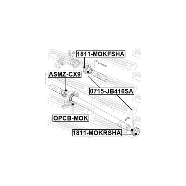 Mellanlager, kardanaxel Febest OPCB-MOK FEBEST Mellanlager, kardanaxel Febest OPCB-MOK FEBEST