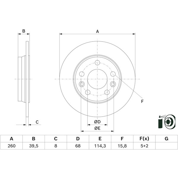 Bromsskiva Solid, Bakaxel Bosch 0 986 479 H69 BOSCH