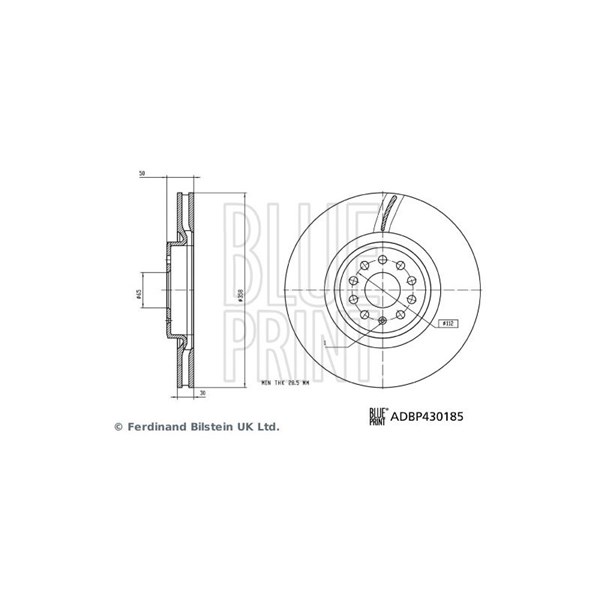 Bromsskiva Ventilerad, Framaxel Blue print ADBP430185 BLUE PRINT