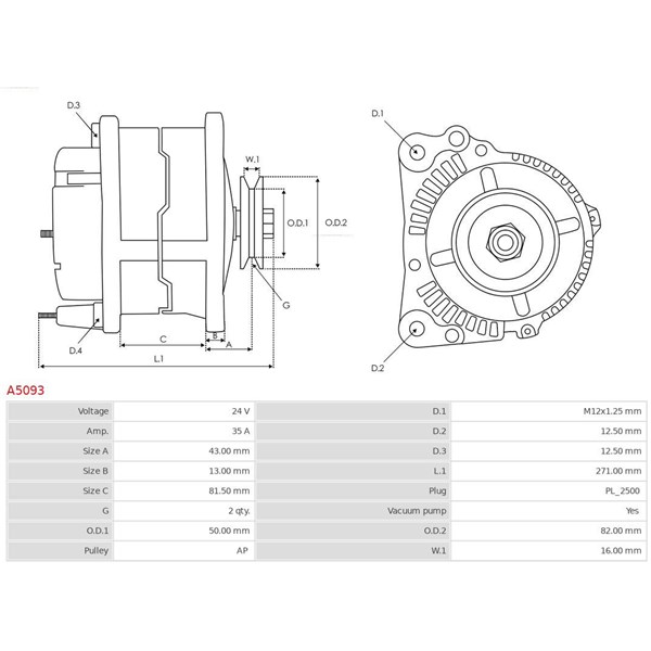 Generator 24V 35A As-pl A5093 AS-PL