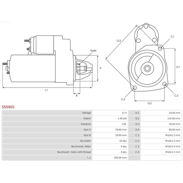 Startmotor 12V As-pl S5590S AS-PL