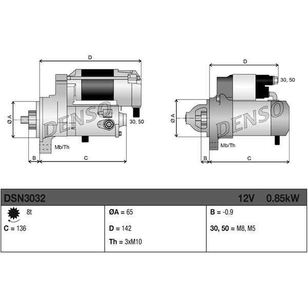 Startmotor 12V Denso DSN3032 DENSO